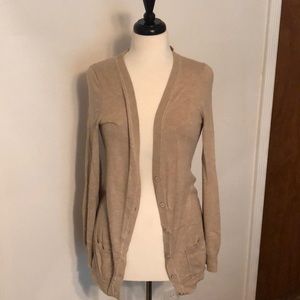 Tan Long Sleeved Cardigan with Buttons